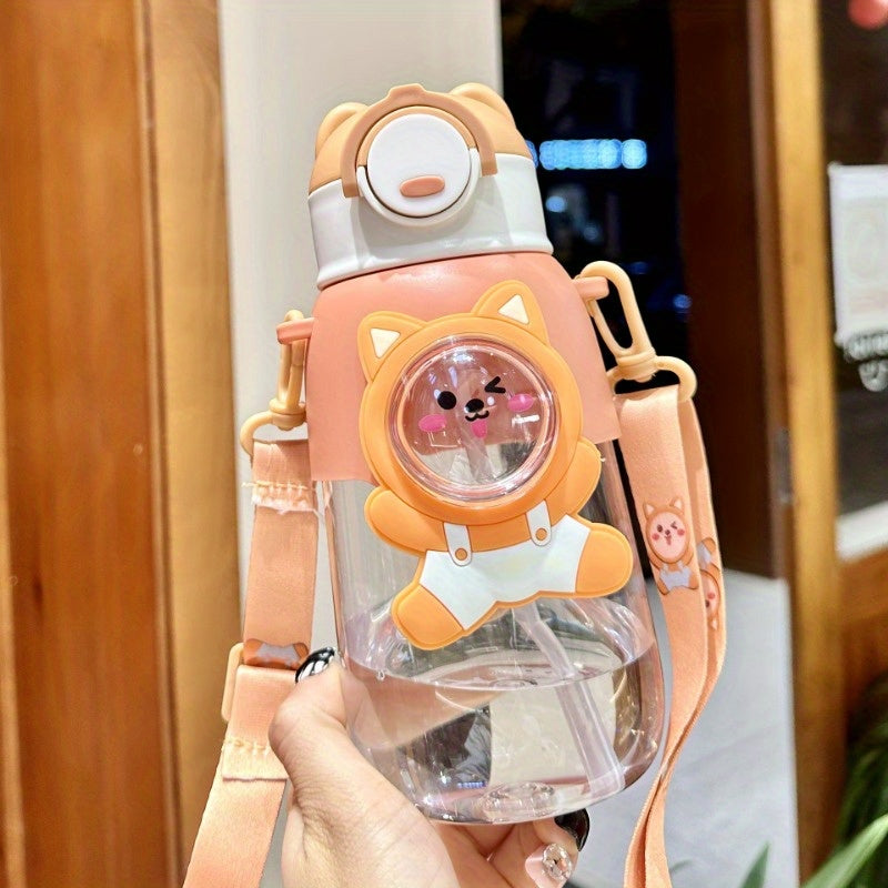 Cute cartoon water bottle with straw