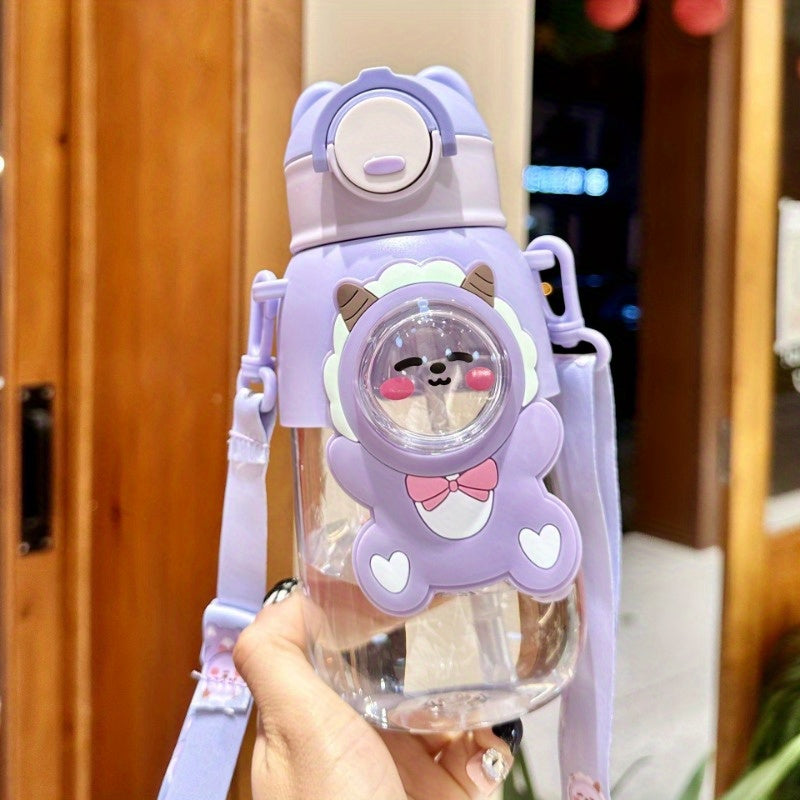 Cute cartoon water bottle with straw
