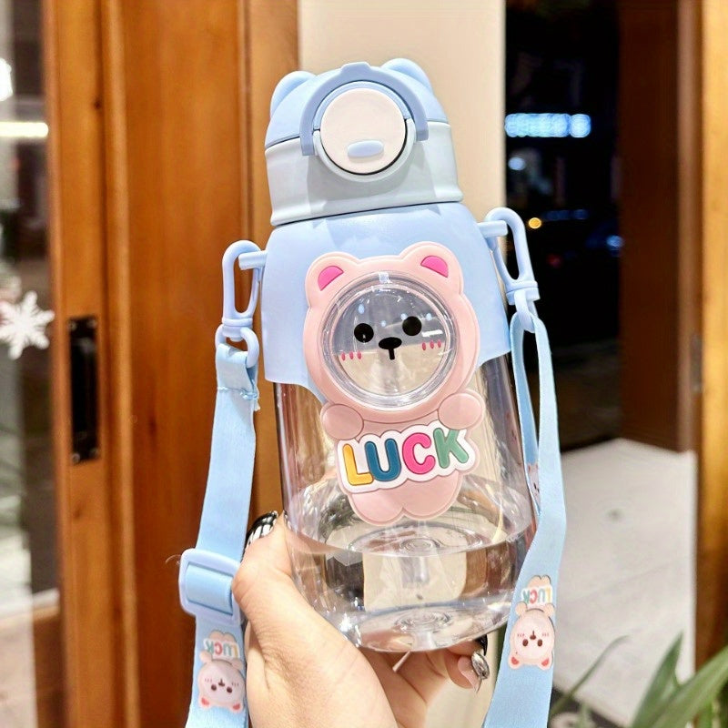 Cute cartoon water bottle with straw
