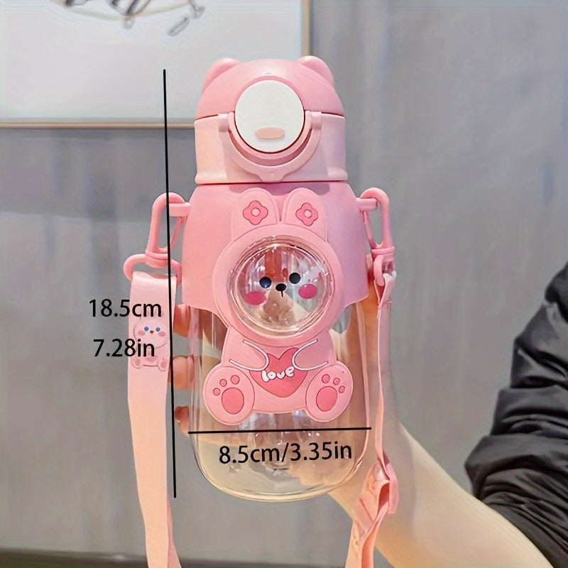 Cute cartoon water bottle with straw