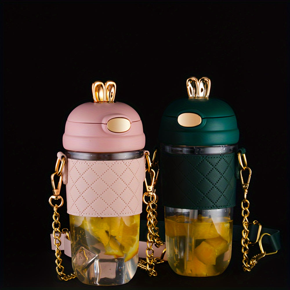 Stylish Girls Water Bottle with Anti-Fall and Straw.