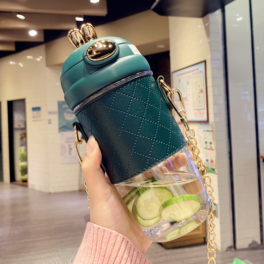 Stylish Girls Water Bottle with Anti-Fall and Straw.