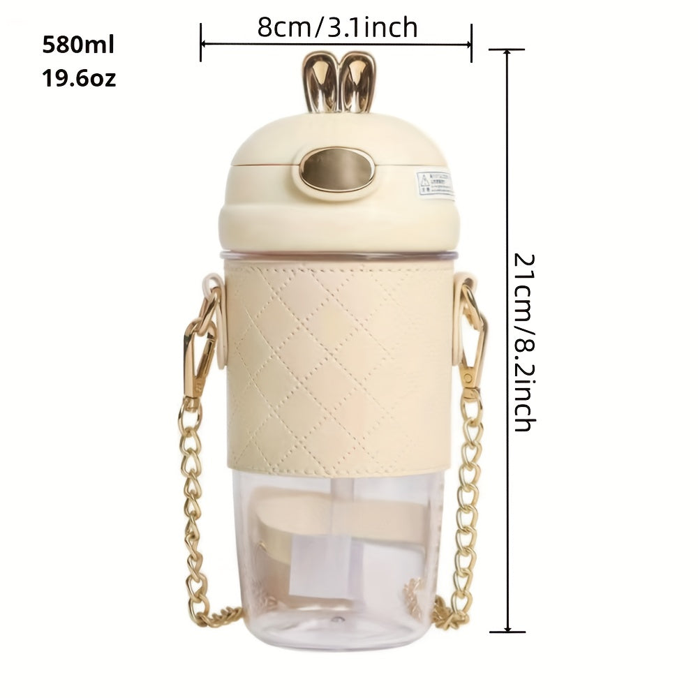 Stylish Girls Water Bottle with Anti-Fall and Straw.