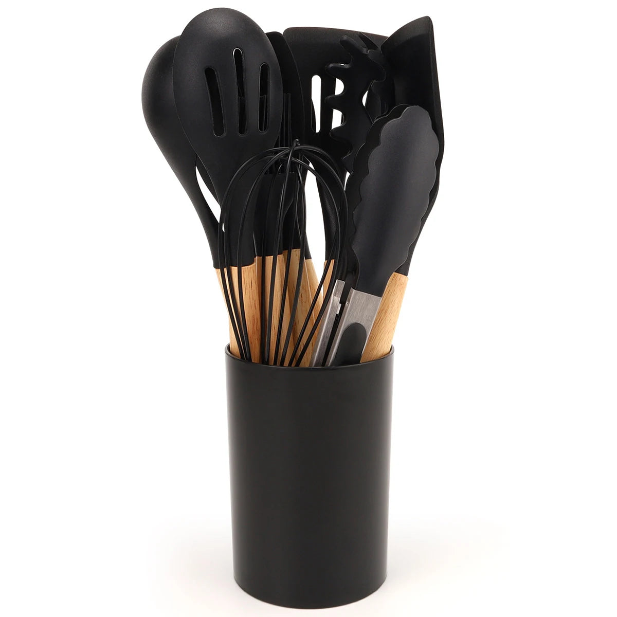 Silicone Kitchen Utensils with Non-Stick Storage Bucket