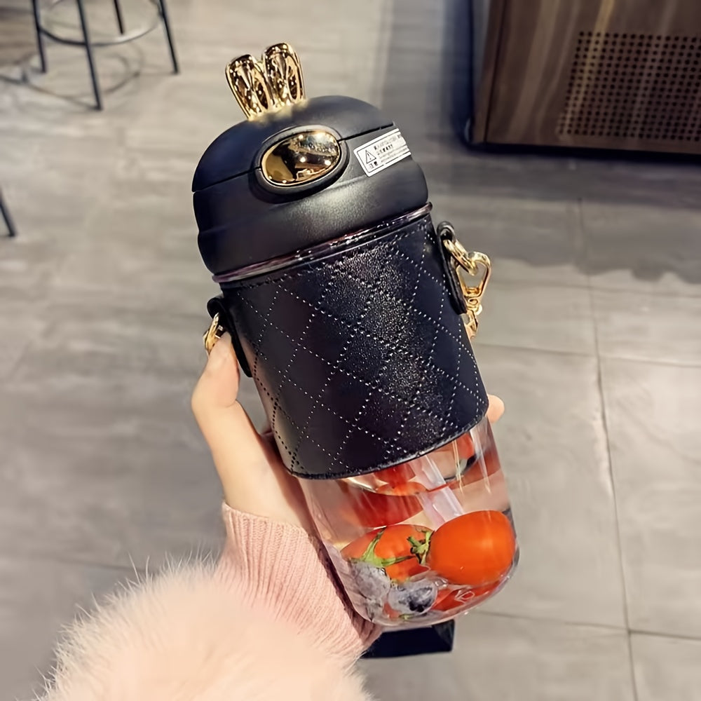 Stylish Girls Water Bottle with Anti-Fall and Straw.