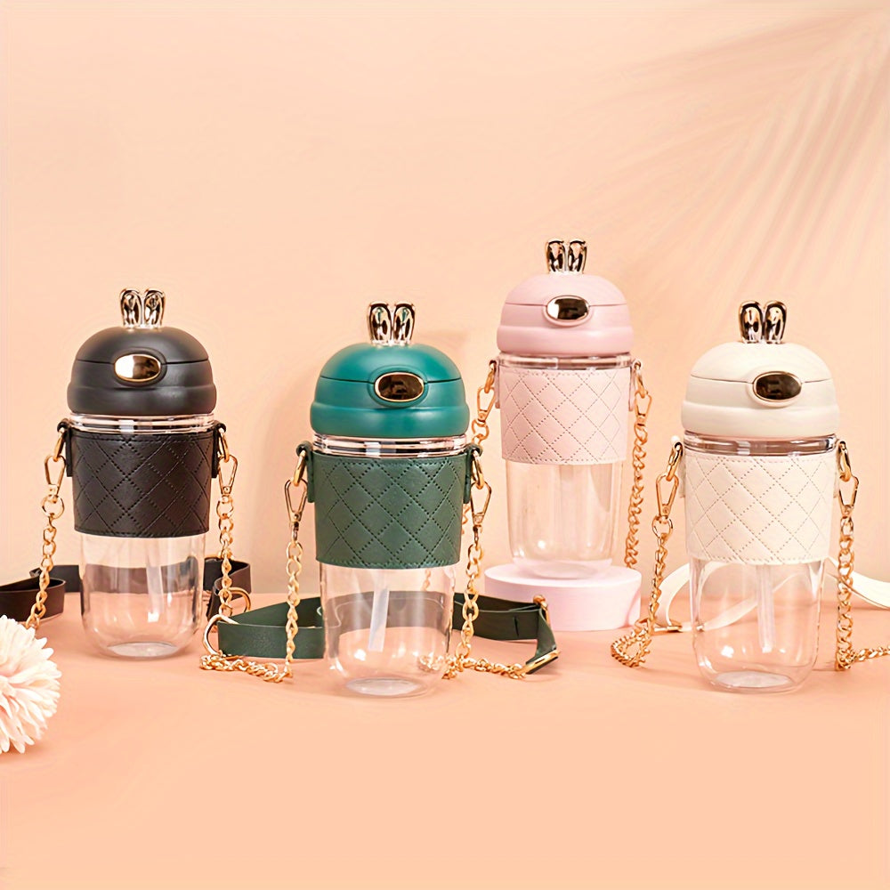 Stylish Girls Water Bottle with Anti-Fall and Straw.
