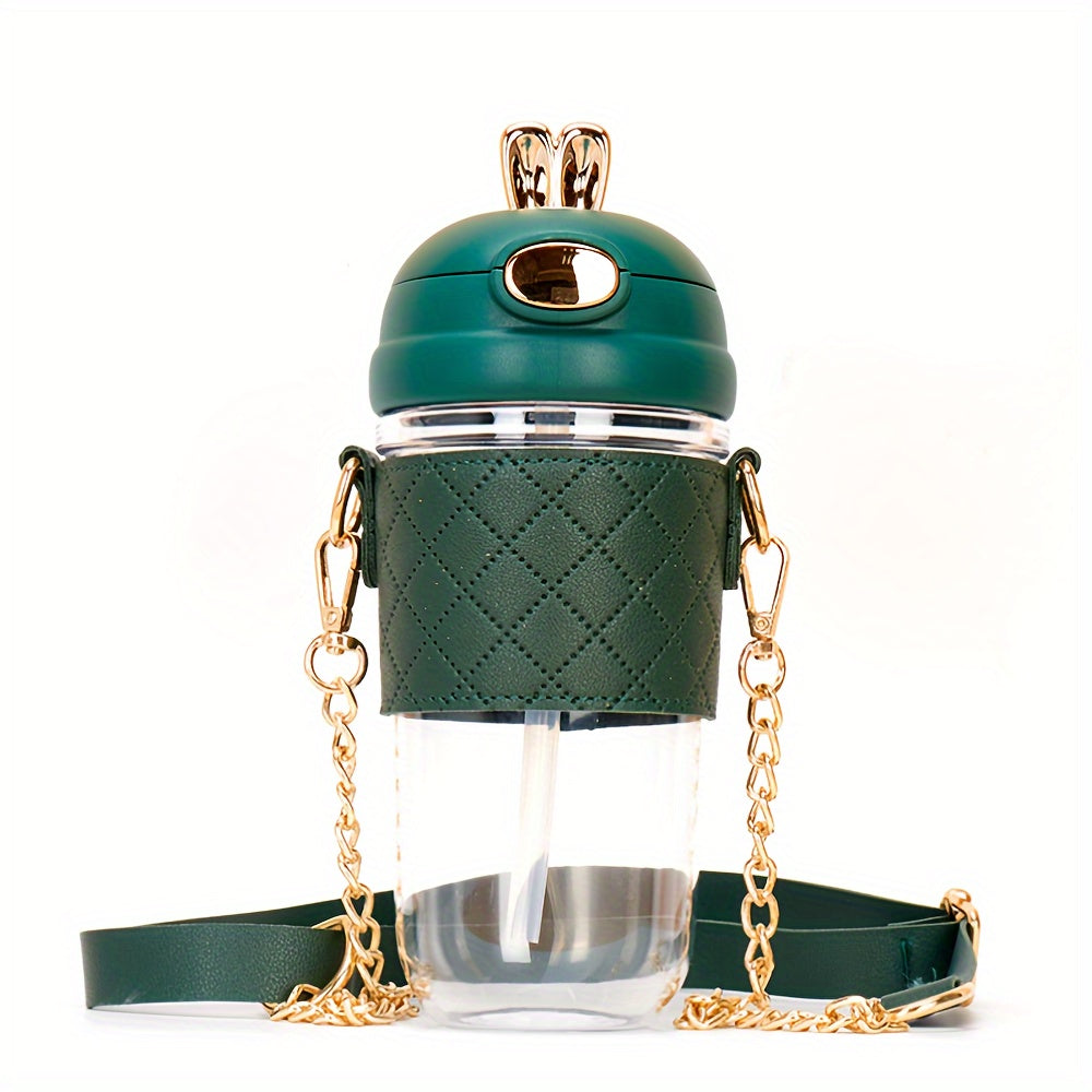 Stylish Girls Water Bottle with Anti-Fall and Straw.