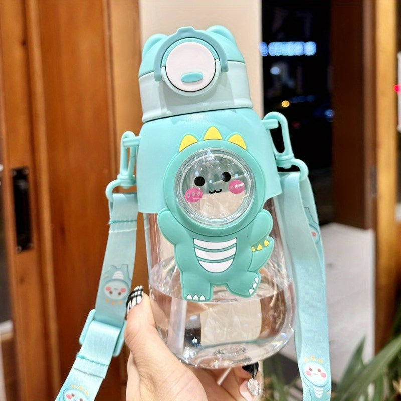 Cute cartoon water bottle with straw