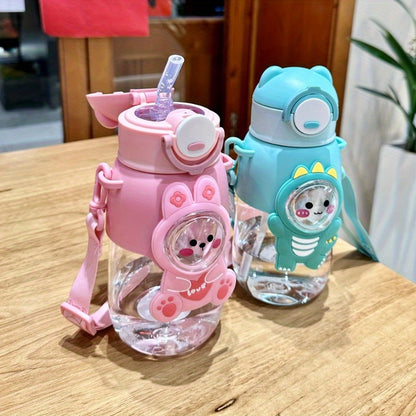 Cute cartoon water bottle with straw