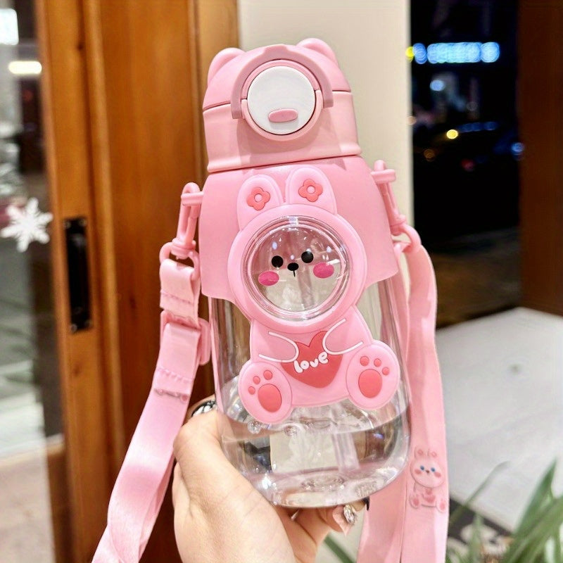 Cute cartoon water bottle with straw