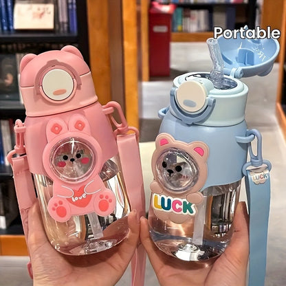 Cute cartoon water bottle with straw