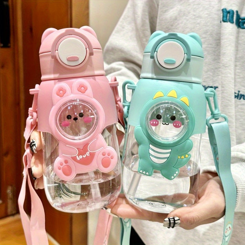 Cute cartoon water bottle with straw