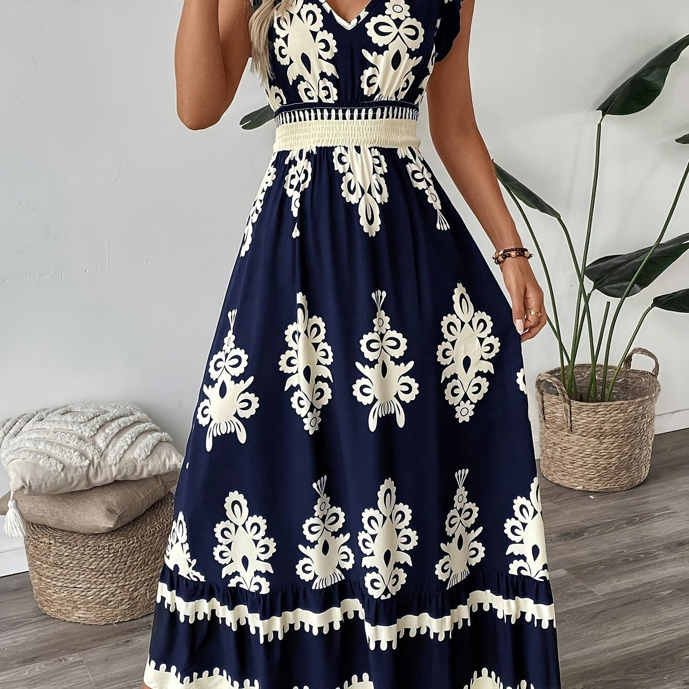 Women's Navy Blue Floral Print