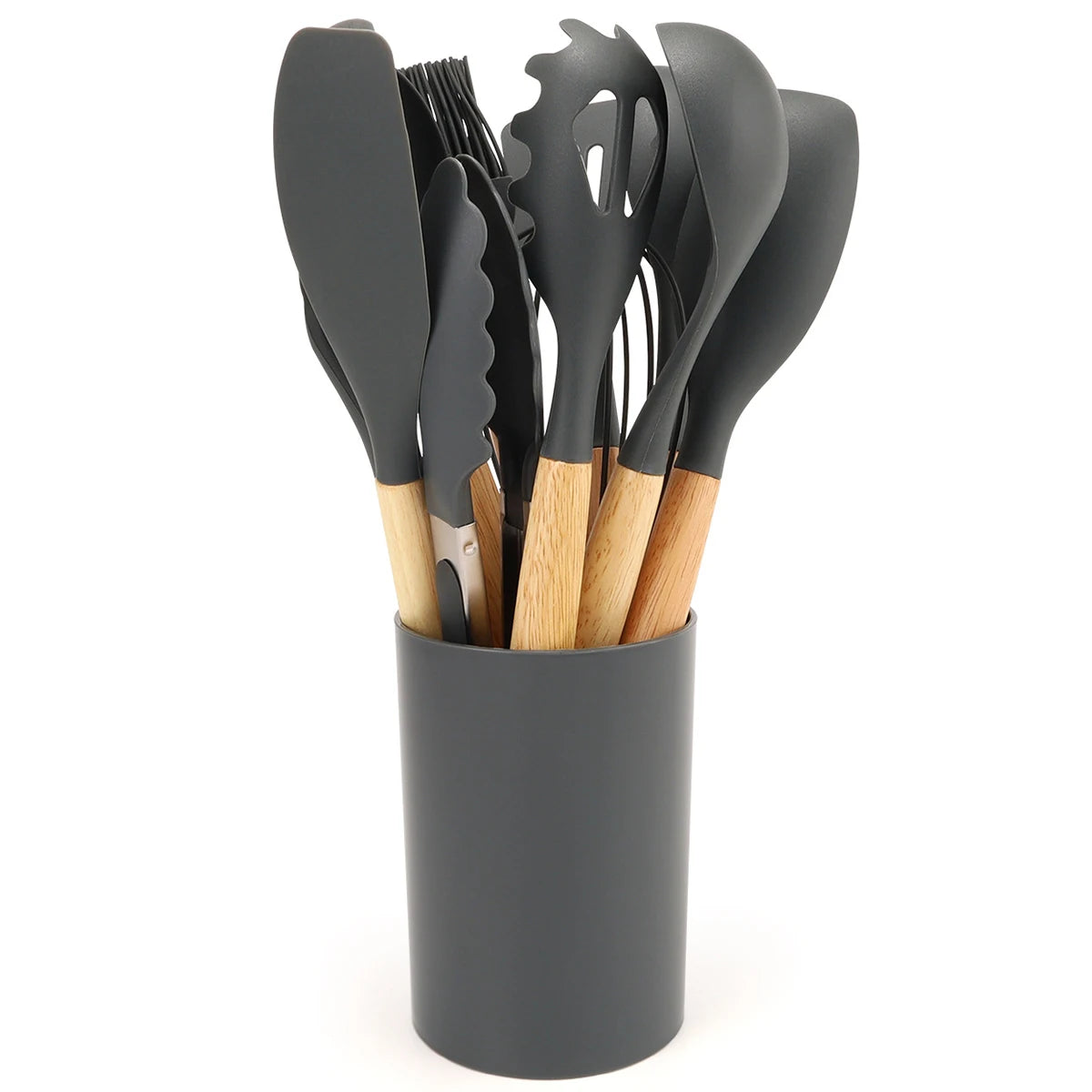 Silicone Kitchen Utensils with Non-Stick Storage Bucket