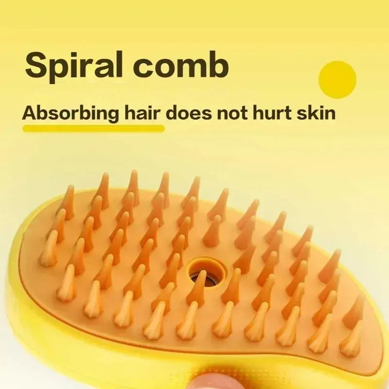 Steaming brush for combing pet hair