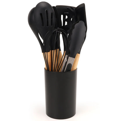 Silicone Kitchen Utensils with Non-Stick Storage Bucket