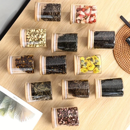 Glass Spice Jars with Bamboo Lid (12 Pcs)