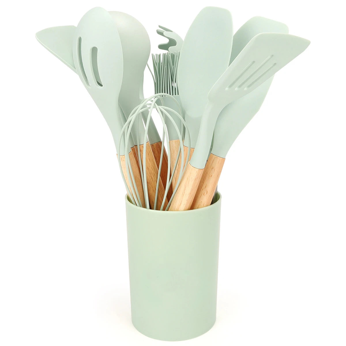 Silicone Kitchen Utensils with Non-Stick Storage Bucket