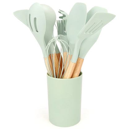 Silicone Kitchen Utensils with Non-Stick Storage Bucket