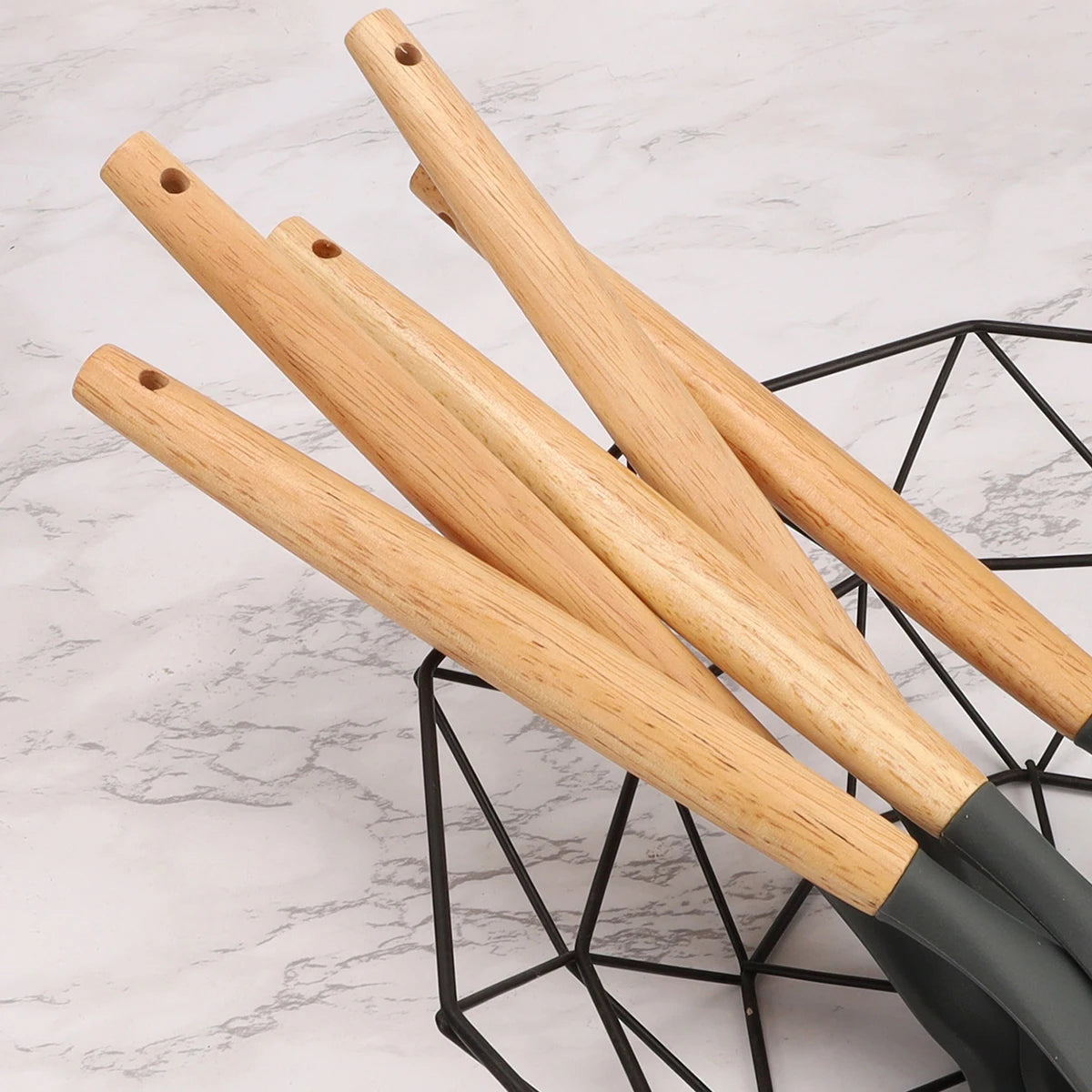 Silicone Kitchen Utensils with Non-Stick Storage Bucket