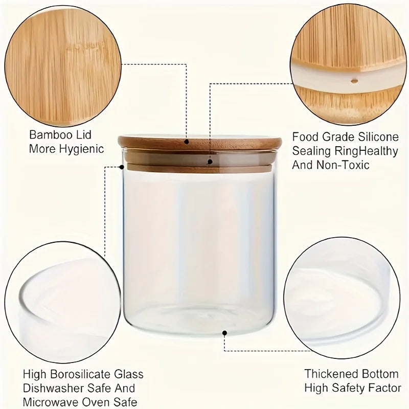 Glass Spice Jars with Bamboo Lid (12 Pcs)