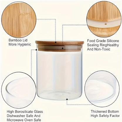 Glass Spice Jars with Bamboo Lid (12 Pcs)