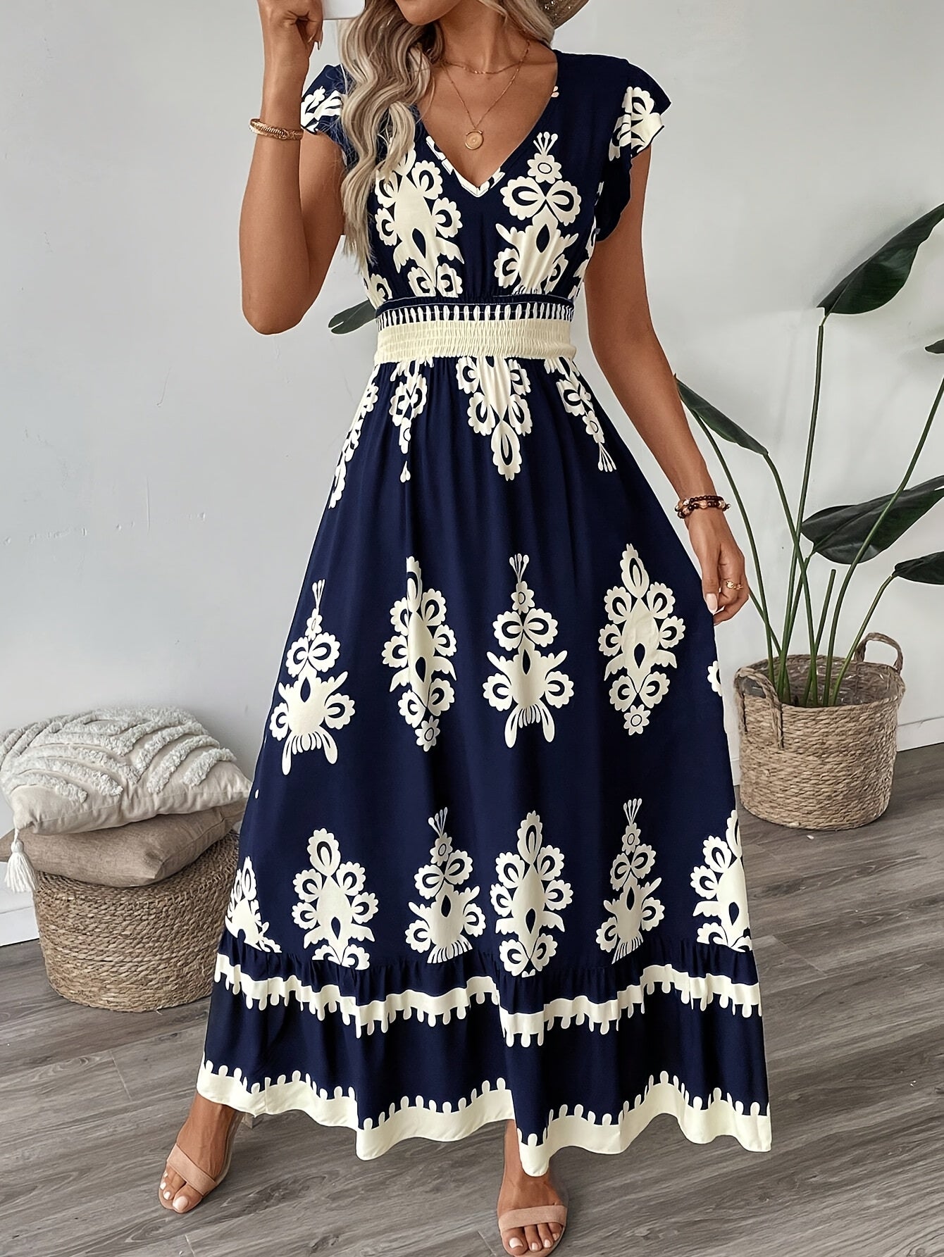 Women's Navy Blue Floral Print
