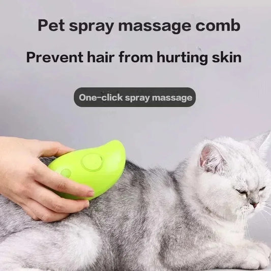 Steaming brush for combing pet hair